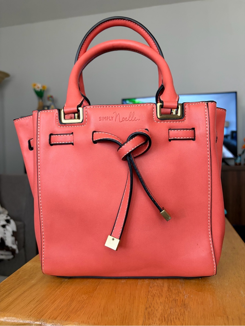 Simply Noelle Coral Knot-Accent Top-Handle Satchel